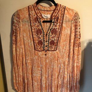 Anthropologie long sleeve embroidered tunic